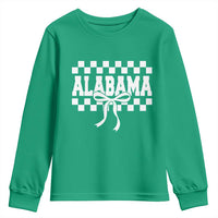 Alabama Fan Youth Sweatshirt AL State Sport Coquette Bow Checkered Design Game Day