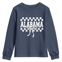 Alabama Fan Youth Sweatshirt AL State Sport Coquette Bow Checkered Design Game Day