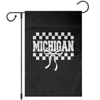 Michigan Fan Garden Flag MI State Sport Coquette Bow Checkered Design Game Day