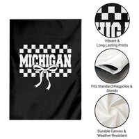 Michigan Fan Garden Flag MI State Sport Coquette Bow Checkered Design Game Day