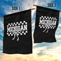Michigan Fan Garden Flag MI State Sport Coquette Bow Checkered Design Game Day