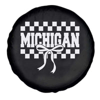 Michigan Fan Spare Tire Cover MI State Sport Coquette Bow Checkered Design Game Day