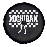Michigan Fan Spare Tire Cover MI State Sport Coquette Bow Checkered Design Game Day