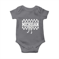 Michigan Fan Baby Onesie MI State Sport Coquette Bow Checkered Design Game Day