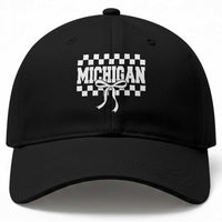 Michigan Fan Baseball Cap MI State Sport Coquette Bow Checkered Design Game Day