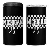 Michigan Fan 4 in 1 Can Cooler Tumbler MI State Sport Coquette Bow Checkered Design Game Day