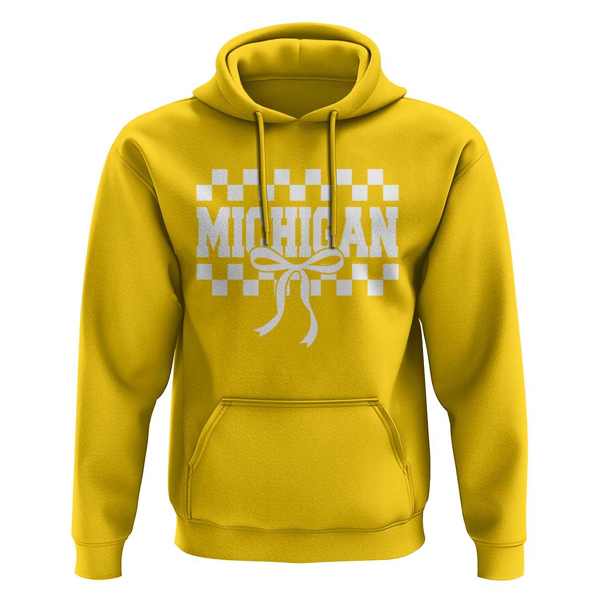 Michigan Fan Hoodie MI State Sport Coquette Bow Checkered Design Game Day