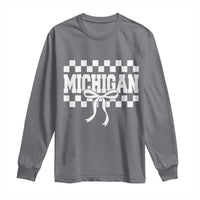 Michigan Fan Long Sleeve Shirt MI State Sport Coquette Bow Checkered Design Game Day