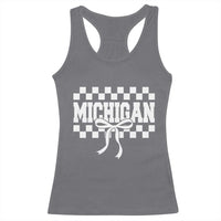 Michigan Fan Racerback Tank Top MI State Sport Coquette Bow Checkered Design Game Day