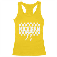 Michigan Fan Racerback Tank Top MI State Sport Coquette Bow Checkered Design Game Day