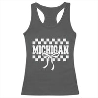 Michigan Fan Racerback Tank Top MI State Sport Coquette Bow Checkered Design Game Day