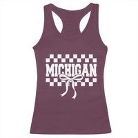 Michigan Fan Racerback Tank Top MI State Sport Coquette Bow Checkered Design Game Day