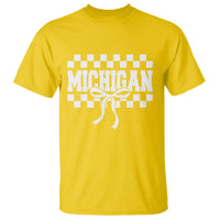 Michigan Fan T Shirt MI State Sport Coquette Bow Checkered Design Game Day