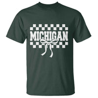 Michigan Fan T Shirt MI State Sport Coquette Bow Checkered Design Game Day