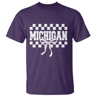 Michigan Fan T Shirt MI State Sport Coquette Bow Checkered Design Game Day