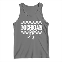 Michigan Fan Tank Top MI State Sport Coquette Bow Checkered Design Game Day