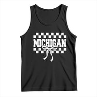 Michigan Fan Tank Top MI State Sport Coquette Bow Checkered Design Game Day