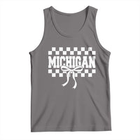 Michigan Fan Tank Top MI State Sport Coquette Bow Checkered Design Game Day