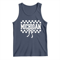Michigan Fan Tank Top MI State Sport Coquette Bow Checkered Design Game Day