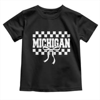 Michigan Fan Toddler T Shirt MI State Sport Coquette Bow Checkered Design Game Day