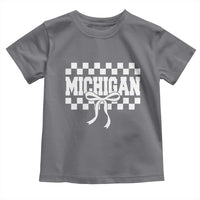 Michigan Fan Toddler T Shirt MI State Sport Coquette Bow Checkered Design Game Day