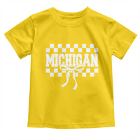 Michigan Fan Toddler T Shirt MI State Sport Coquette Bow Checkered Design Game Day