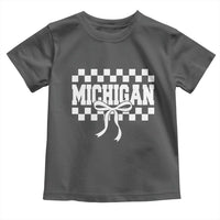 Michigan Fan Toddler T Shirt MI State Sport Coquette Bow Checkered Design Game Day