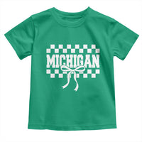 Michigan Fan Toddler T Shirt MI State Sport Coquette Bow Checkered Design Game Day