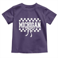 Michigan Fan Toddler T Shirt MI State Sport Coquette Bow Checkered Design Game Day