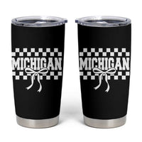 Michigan Fan Tumbler Cup MI State Sport Coquette Bow Checkered Design Game Day