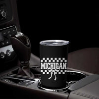 Michigan Fan Tumbler Cup MI State Sport Coquette Bow Checkered Design Game Day