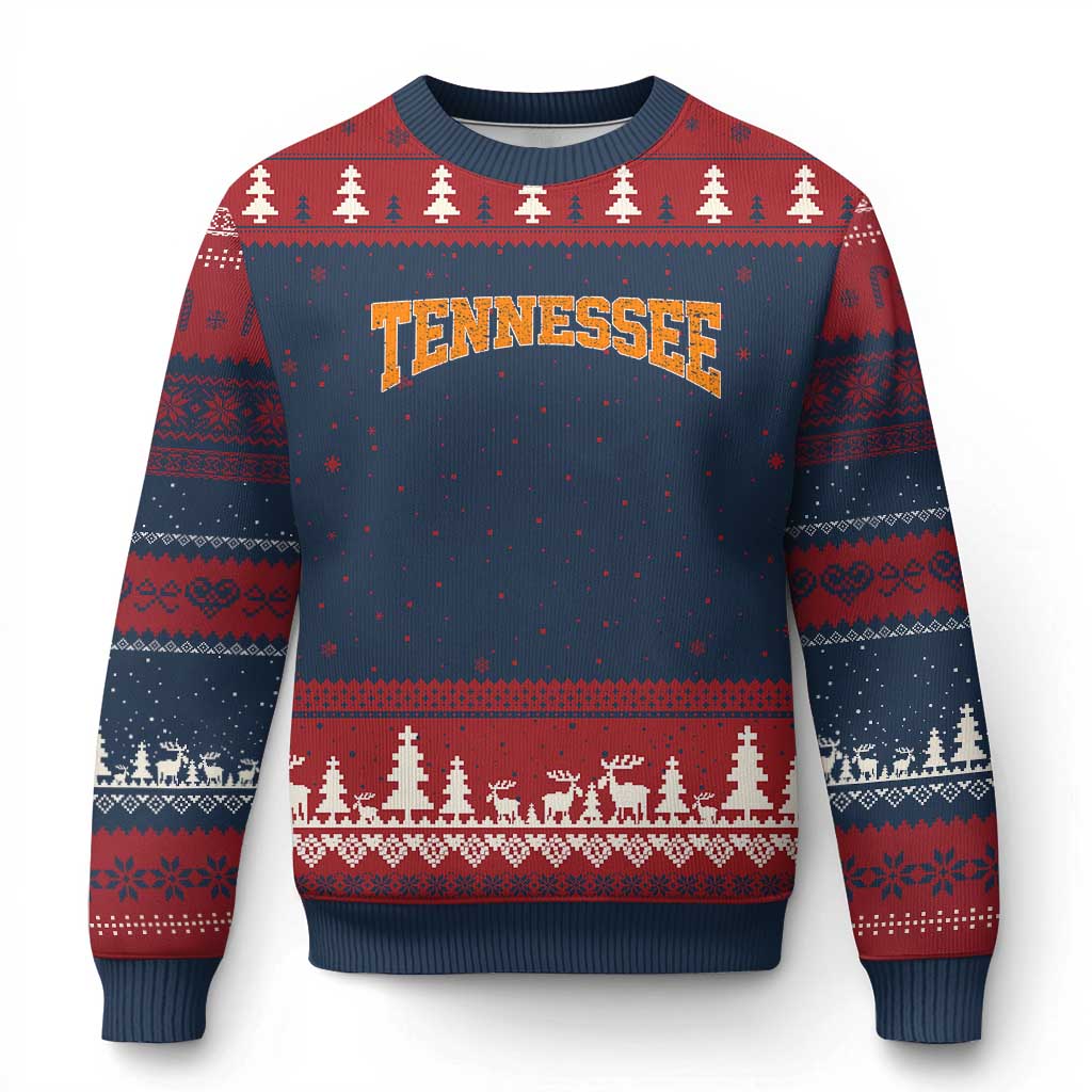 Tennessee Fan Ugly Christmas Sweater Orange Bold Sport State Letters Game Day