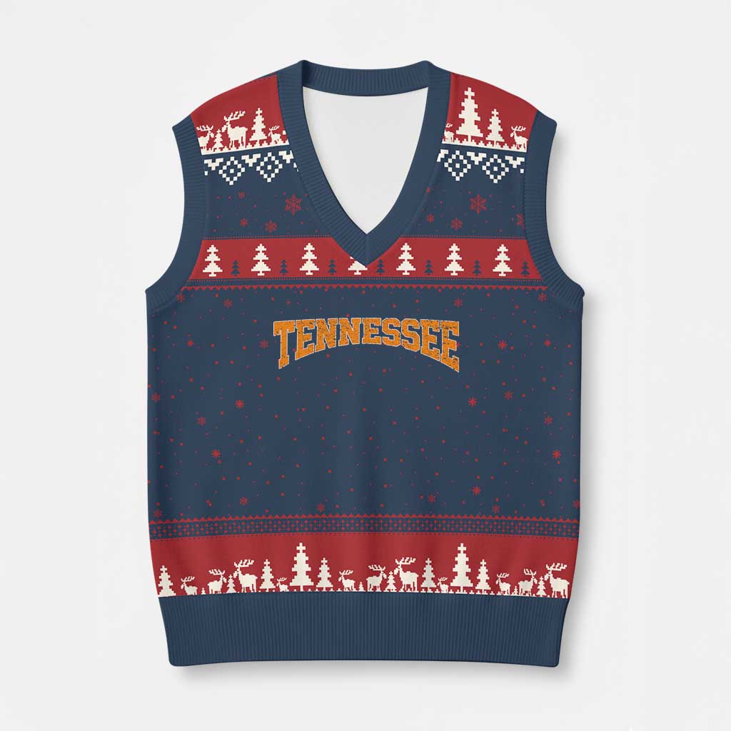 Tennessee Fan V-Neck Knit Sweater Vest Orange Bold Sport State Letters Game Day