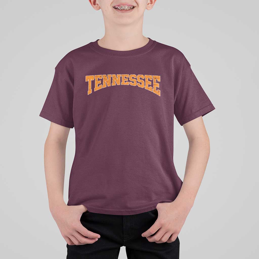 Tennessee Fan T Shirt For Kid Orange Bold Sport State Letters Game Day