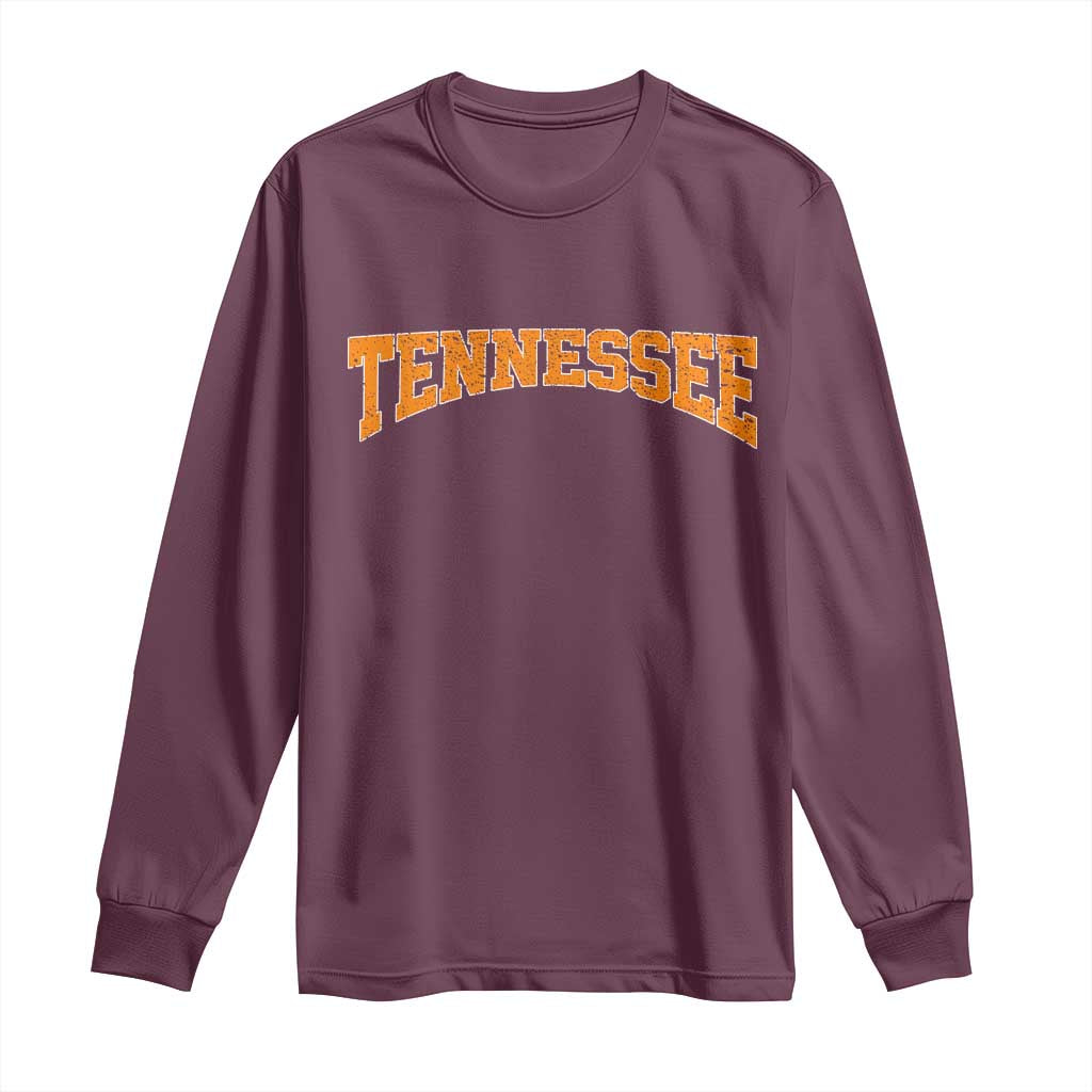 Tennessee Fan Long Sleeve Shirt Orange Bold Sport State Letters Game Day