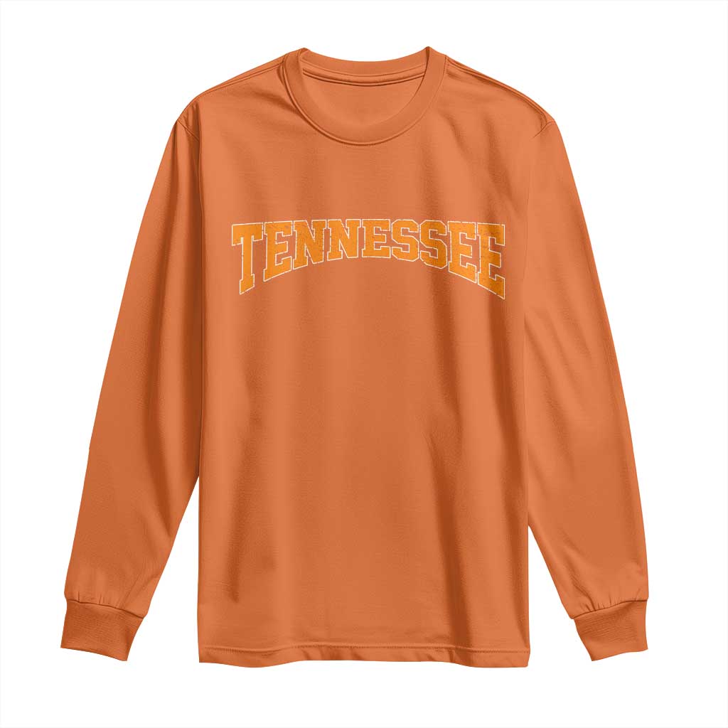 Tennessee Fan Long Sleeve Shirt Orange Bold Sport State Letters Game Day