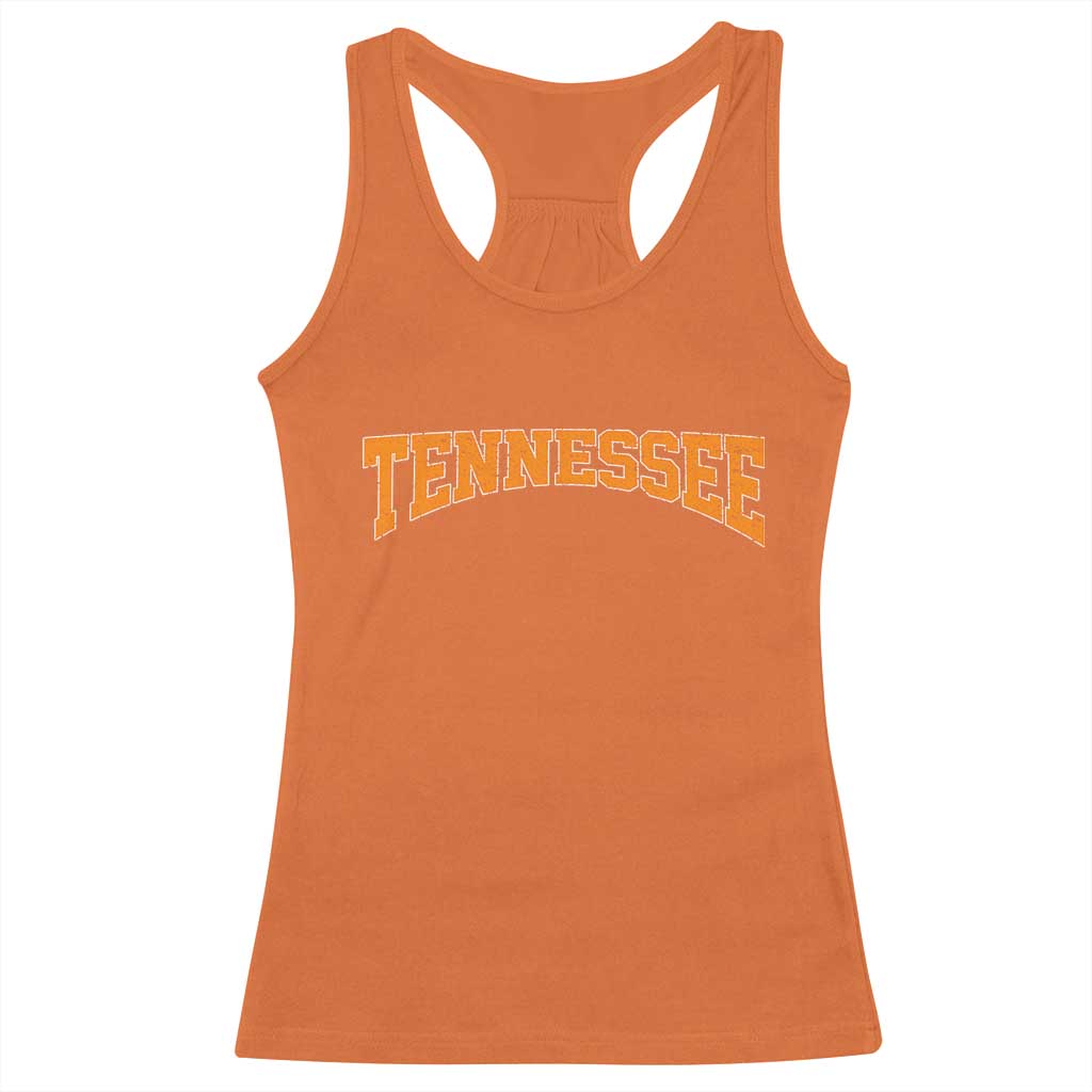 Tennessee Fan Racerback Tank Top Orange Bold Sport State Letters Game Day