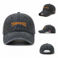 Tennessee Fan Washed Cotton Baseball Cap Orange Bold Sport State Letters Game Day
