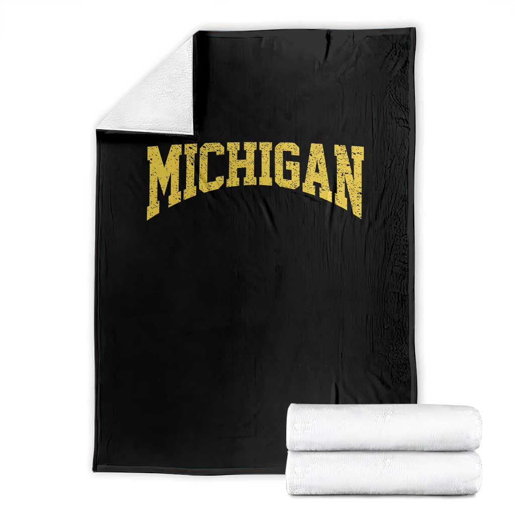 Michigan Fan Throw Blanket Yellow Bold Sport State Letters Game Day