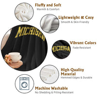 Michigan Fan Throw Blanket Yellow Bold Sport State Letters Game Day