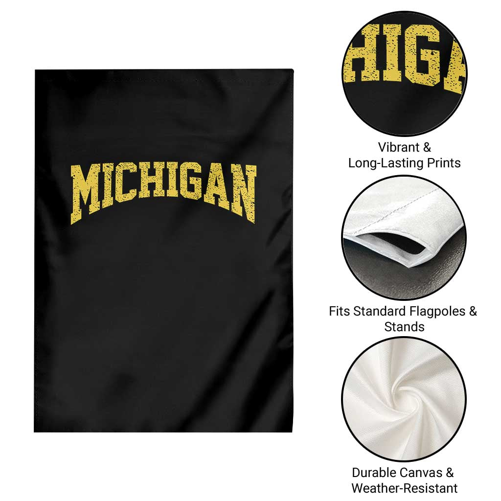Michigan Fan Garden Flag Yellow Bold Sport State Letters Game Day