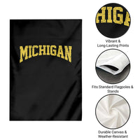 Michigan Fan Garden Flag Yellow Bold Sport State Letters Game Day