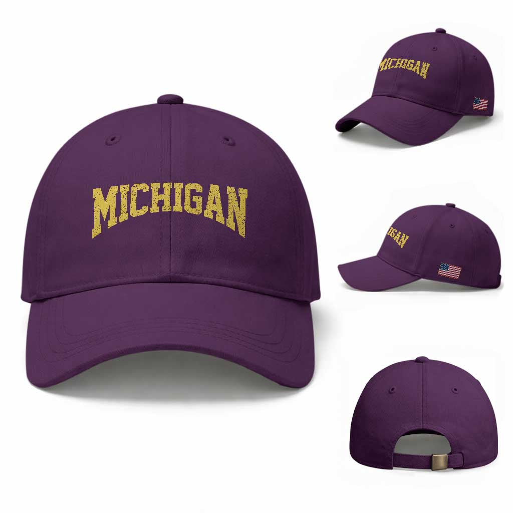 Michigan Fan Baseball Cap Yellow Bold Sport State Letters Game Day