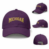 Michigan Fan Baseball Cap Yellow Bold Sport State Letters Game Day