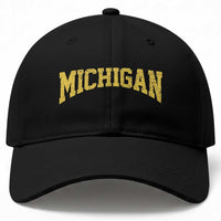 Michigan Fan Baseball Cap Yellow Bold Sport State Letters Game Day