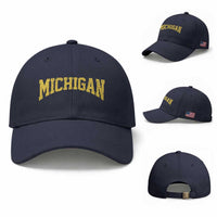 Michigan Fan Baseball Cap Yellow Bold Sport State Letters Game Day