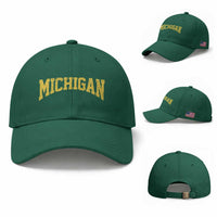 Michigan Fan Baseball Cap Yellow Bold Sport State Letters Game Day