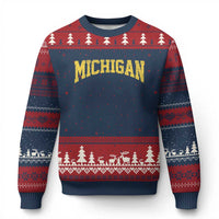 Michigan Fan Ugly Christmas Sweater Yellow Bold Sport State Letters Game Day