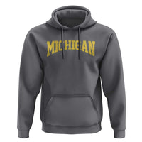 Michigan Fan Hoodie Yellow Bold Sport State Letters Game Day