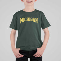 Michigan Fan T Shirt For Kid Yellow Bold Sport State Letters Game Day